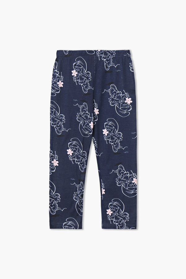 Girls Branded Pajama - Navy