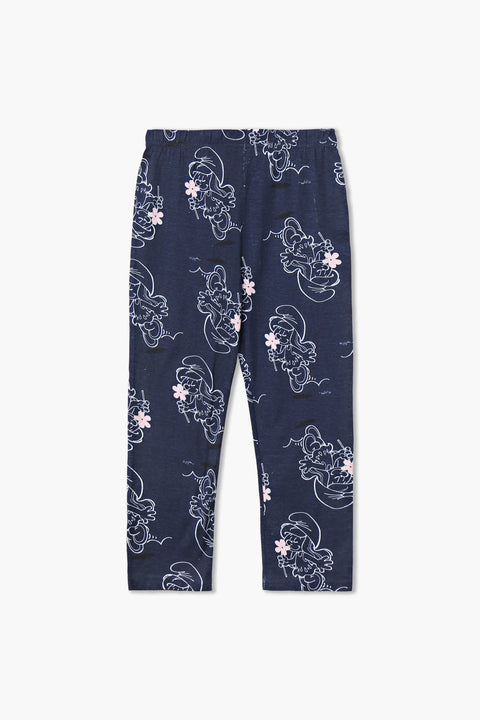 Girls Branded Pajama - Navy