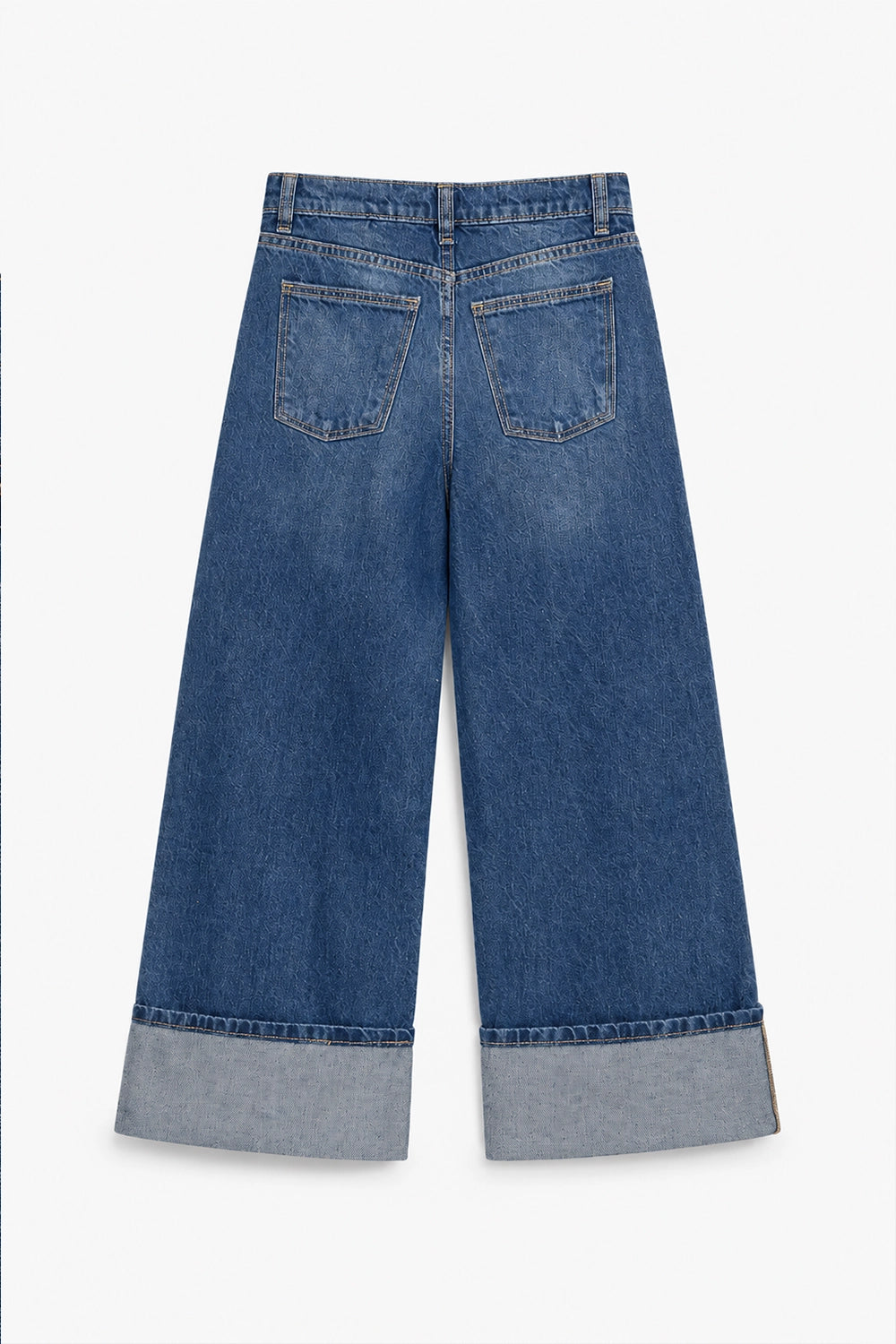 Girls Branded Wide Leg Denim pant - M/Blue