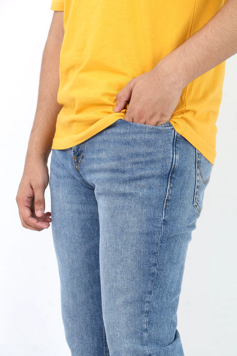 Man J&J Straight Fit Denim Jeans - Ice Blue