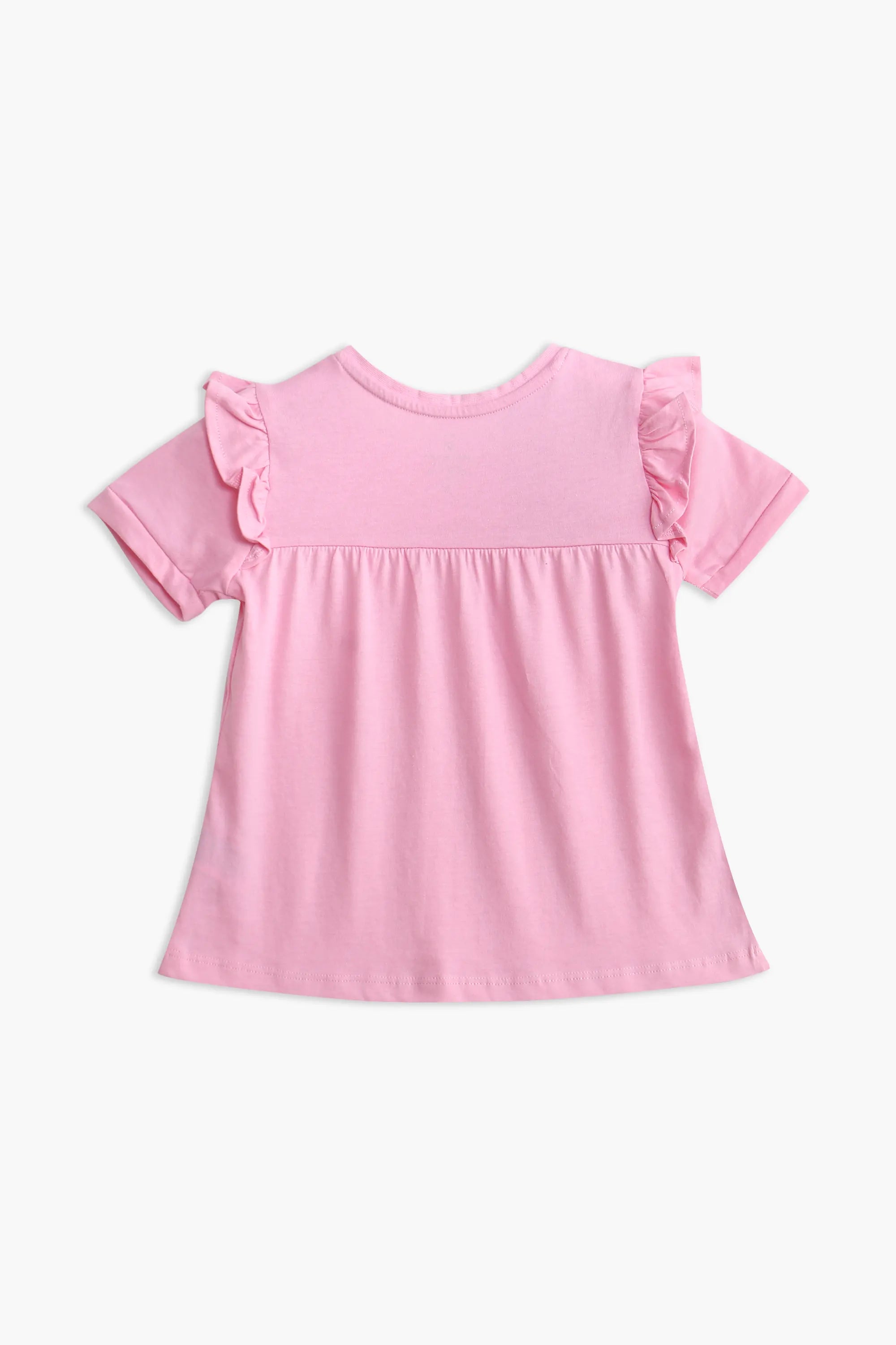 Girls Branded Graphic Frock - Pink