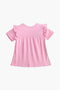 Girls Branded Graphic Frock - Pink