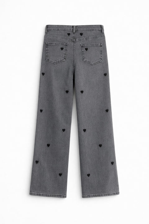 Girls Branded Denim pant - Grey