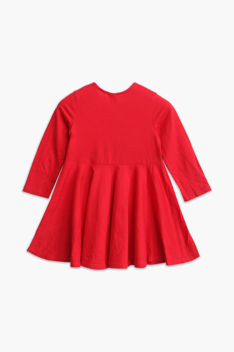 Girl Branded Graphic Frock - Red