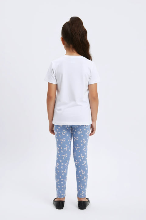 Girls Branded Graphic Legging - Blue