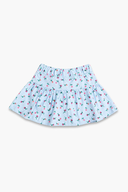Girls Graphic Cotton Mini Skirt - Sky Blue