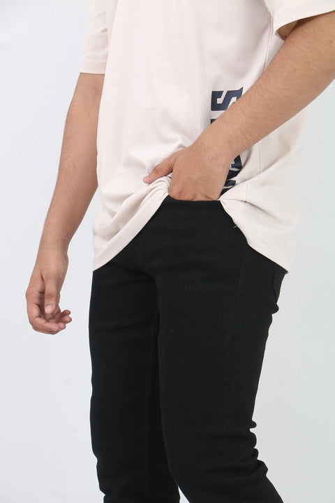 Man Old Navy Straight Fit Denim Jeans - Black