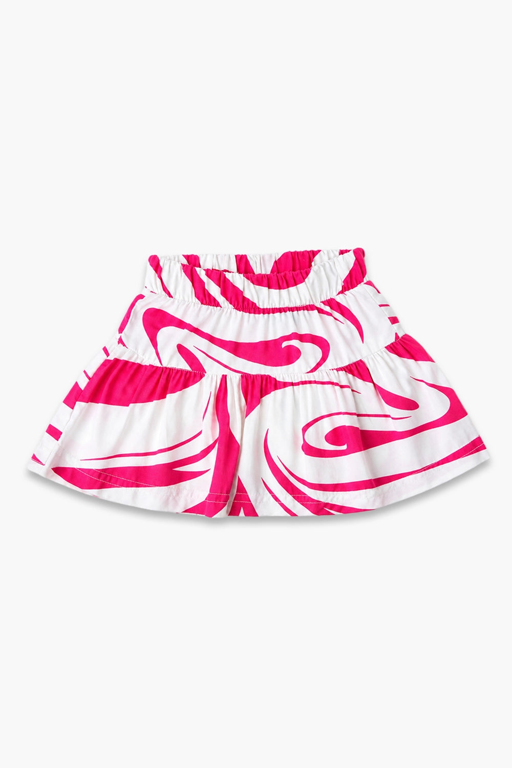 Girls Graphic Linen Mini Skirt - Pink and White