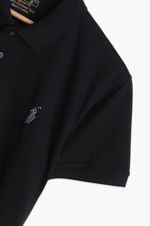 Men Pique Polo - Black