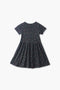 Girls Branded Graphic Frock - Charcoal