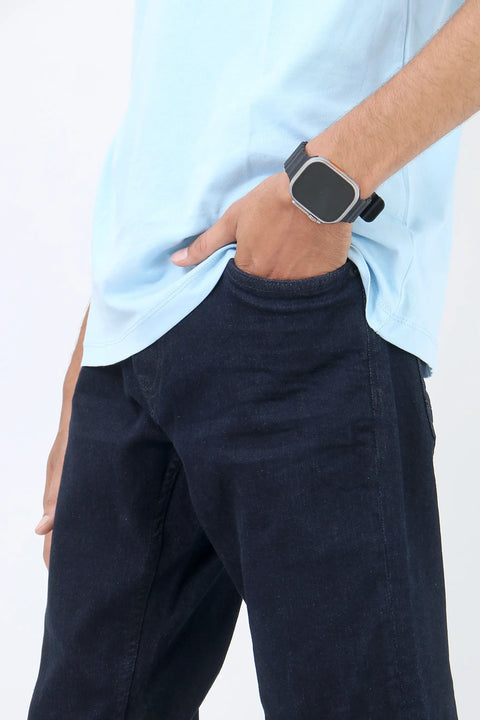 Man branded Straight Fit Denim Jeans - D/Blue