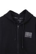 Men Branded Printed Fleece Hoodie Zipper - Black