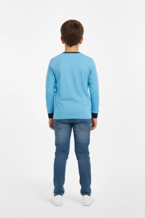 Boy Branded Graphic T-shirt F/S - Sky Blue