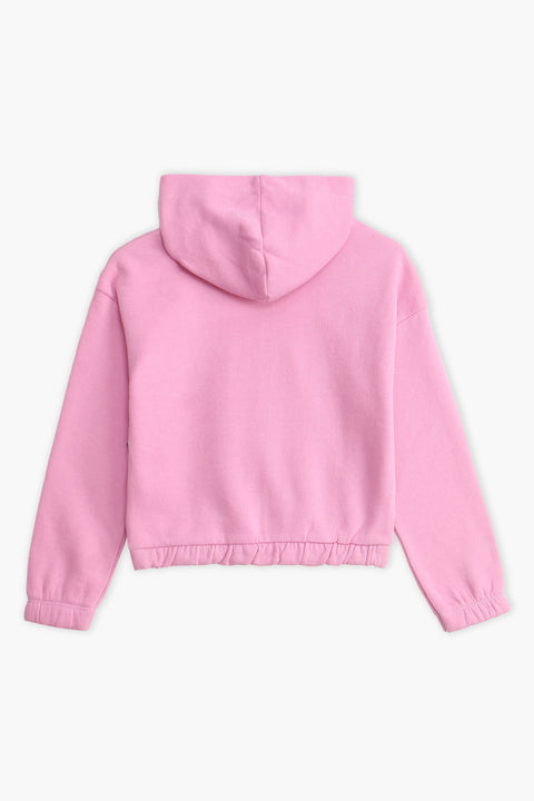 Girls Branded Pullover Hoodie - Pink