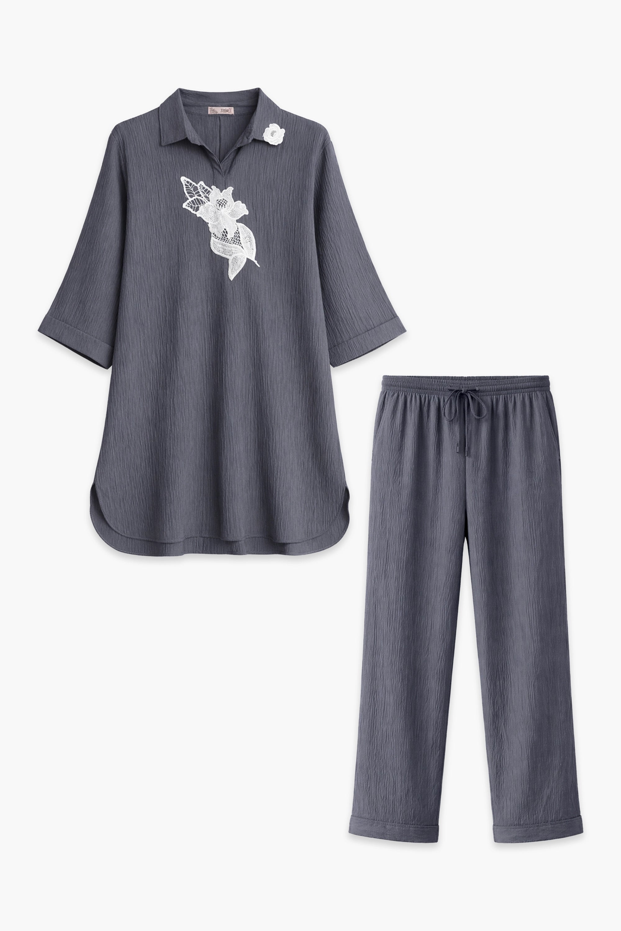 EMB CRINKLE SUIT