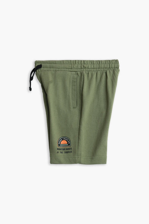 Boy Branded Graphic Short - D/Green