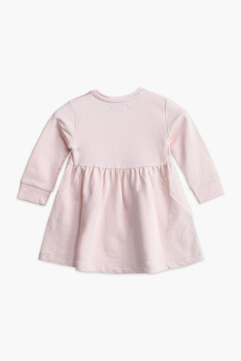 Girl Branded Graphic Frock - Peach