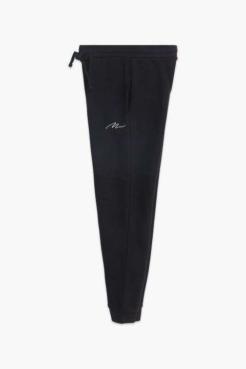 Men Branded Fleece Trouser - Black
