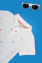 Boys Branded Printed Polo - White