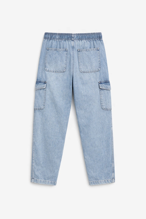 Women's Branded Wide Leg Cargo Jeans - L/Blue