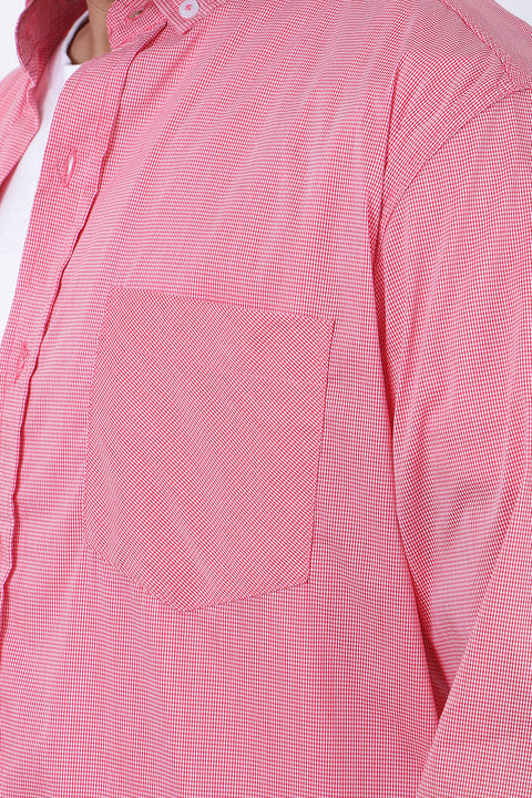 Men Casual Small Check Shirt MCS24-12 - Pink