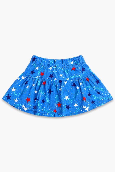 Girls Graphic Cotton Mini Skirt - Blue