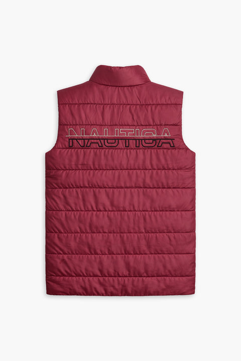 Men Branded Puffer Jacket Sleeveless - Maroon