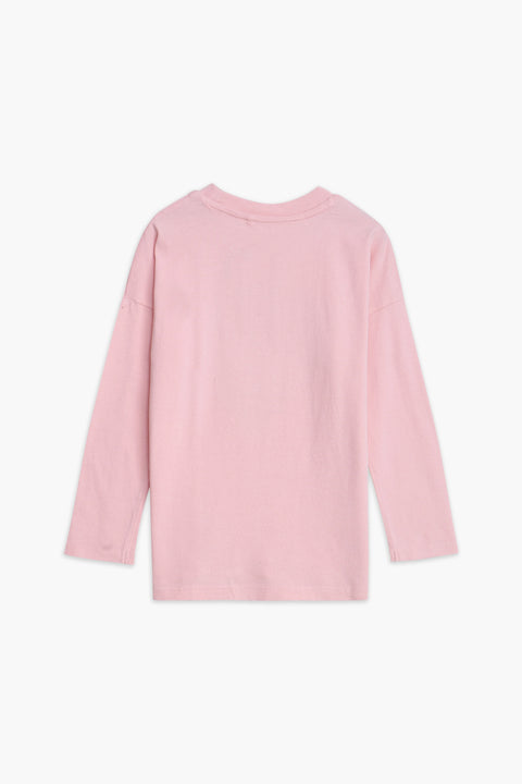 Girls Branded Sequins T-Shirt F/S - L/Pink