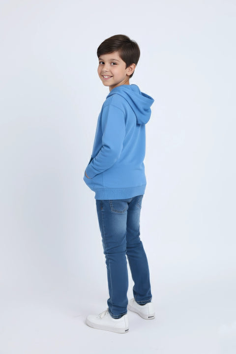 Boys Branded Pullover Hoodie - Blue