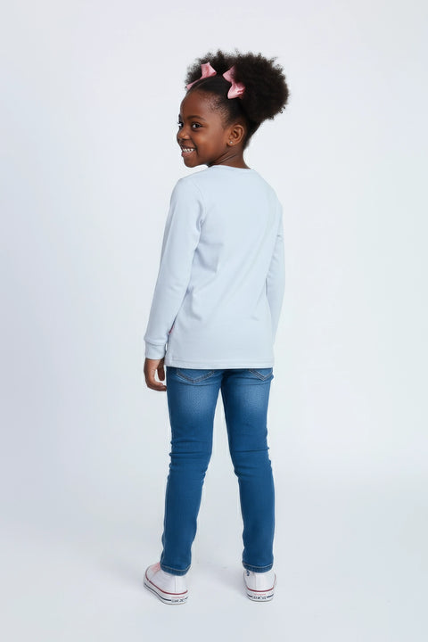 Girls Branded Graphic T-Shirt F/S - L/Blue