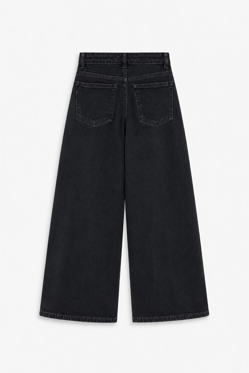Girls Branded Wide Leg Denim pant - Charcoal