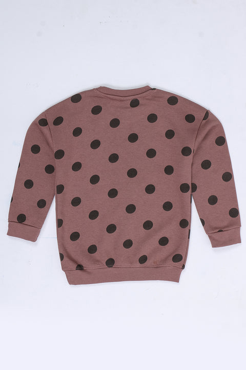 Boys Branded Polka Dots Terry Sweatshirt - Brown