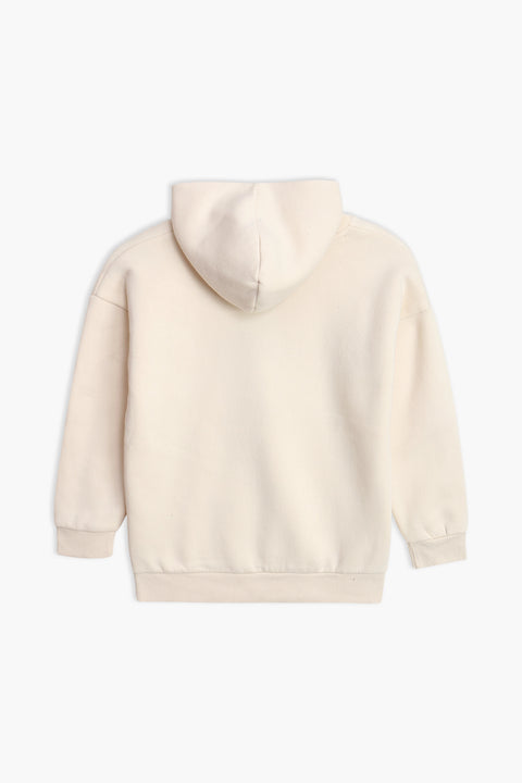 Boys Branded Pullover Hoodie - Cream