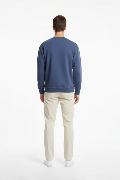 Men Branded Basic Sweatshirt - Dusty Blue