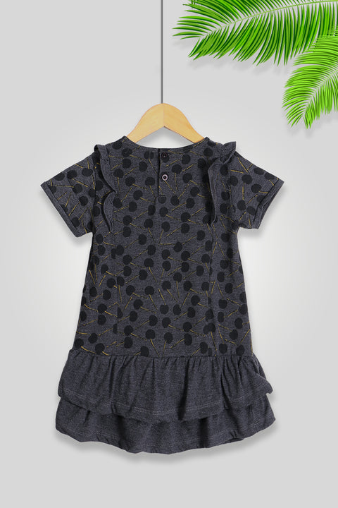Girls Graphic Frock GF02 - Charcoal