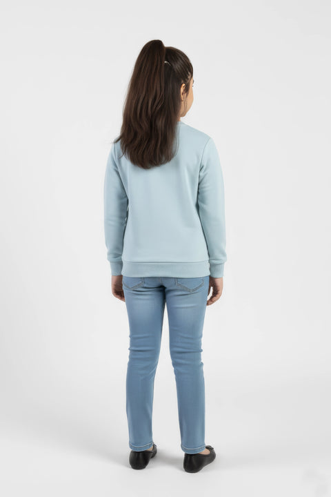 Girls Branded Graphic Sweatshirt - Sky Blue