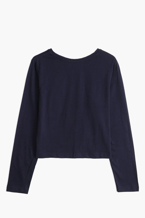 Women's Branded Printed T-shirt F/S - Navy