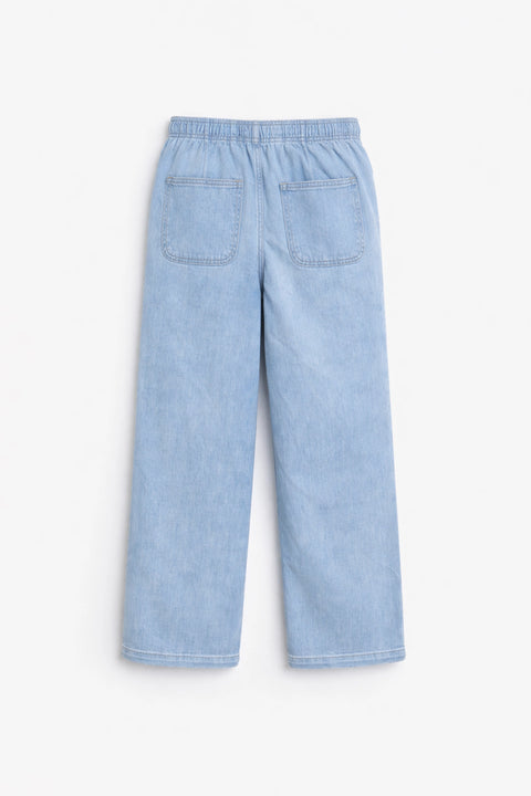 Women's Branded Wide Leg Jeans - Sky Blue