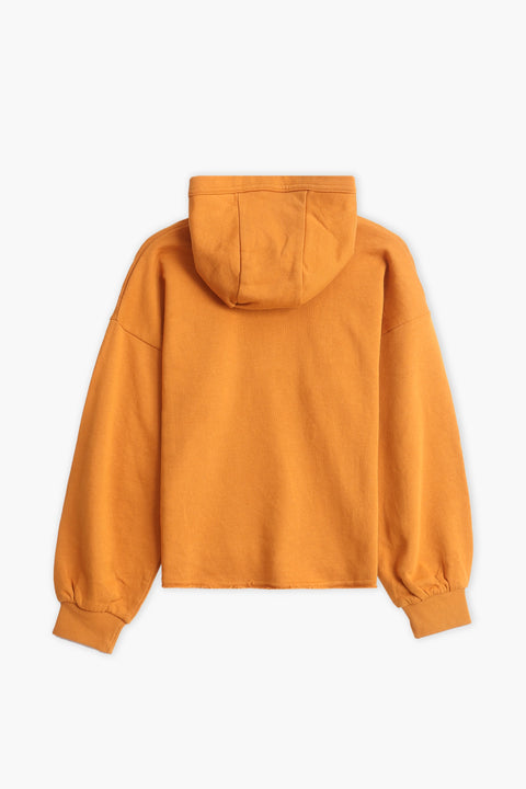 Girls Branded Pullover Hoodie - Mustard
