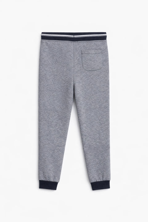 Boys Branded Pique Trouser - Charcoal