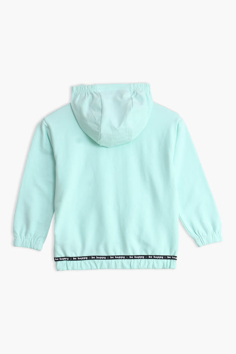 Girls Branded Hoodie Zipper - Mint