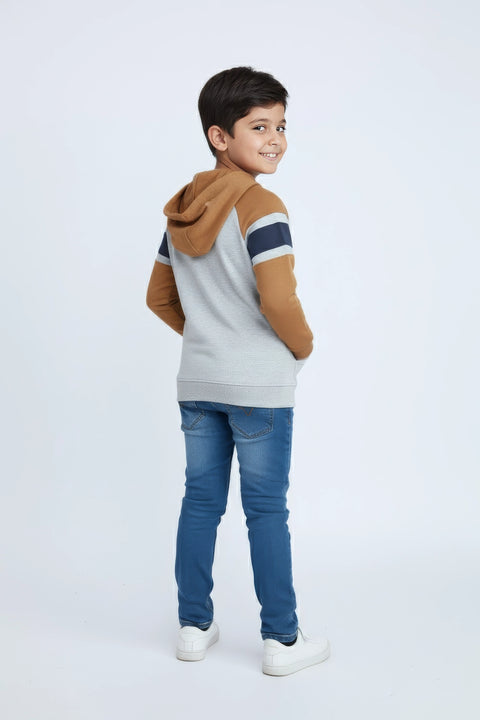 Boys Branded Pullover Hoodie - Heather Grey