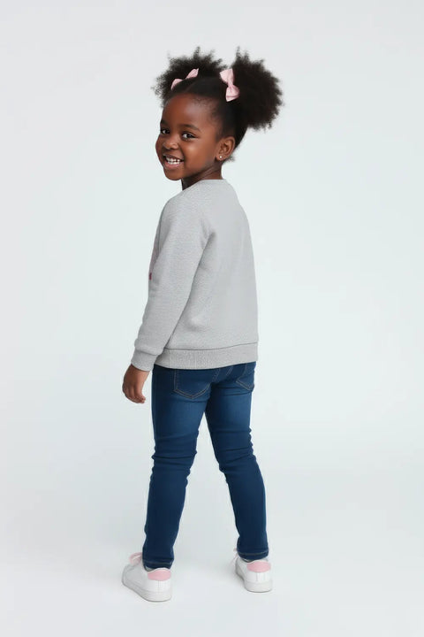 Girls Branded Graphic Sweatshirt - Heather Grey