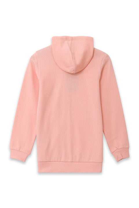 Girls Branded Fleece Hoodie Zipper - Orange