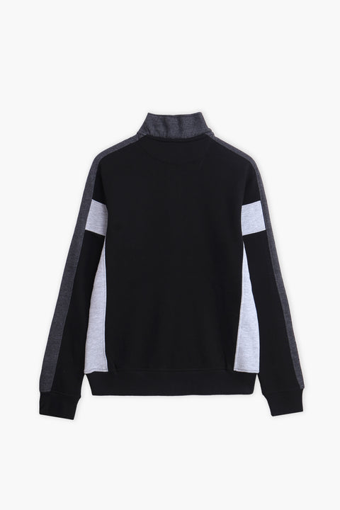 Men Branded Fleece Mockneck - Black