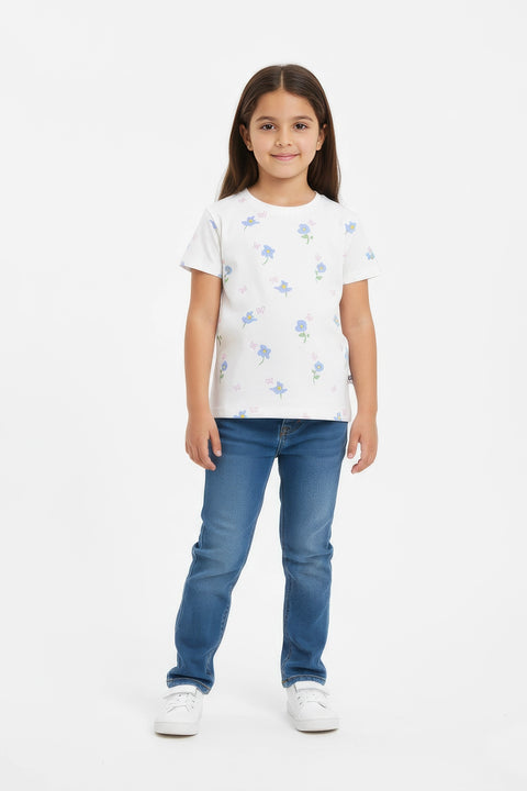 Girls Branded Graphic T-Shirt - White
