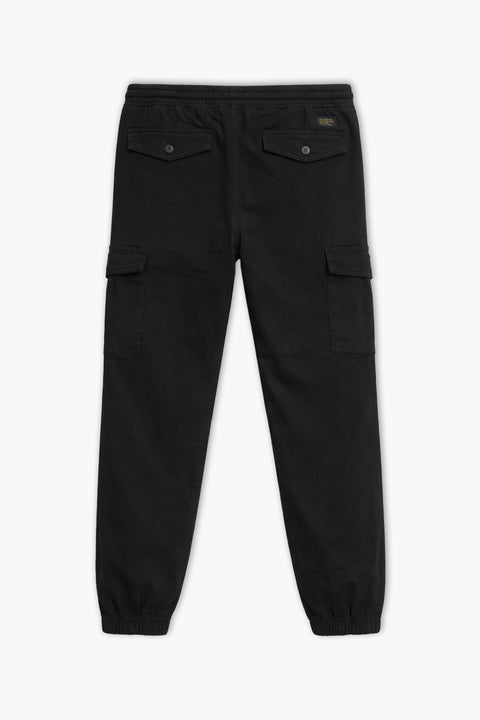 Men Branded Cargo Trouser - Black