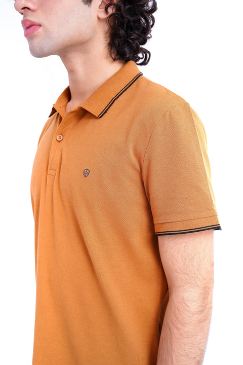 Men Branded Polo - Brown