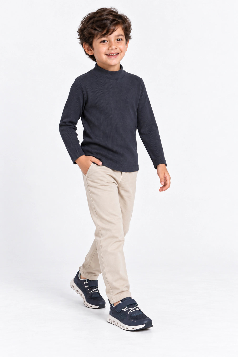 Boys Branded High Neck - Navy