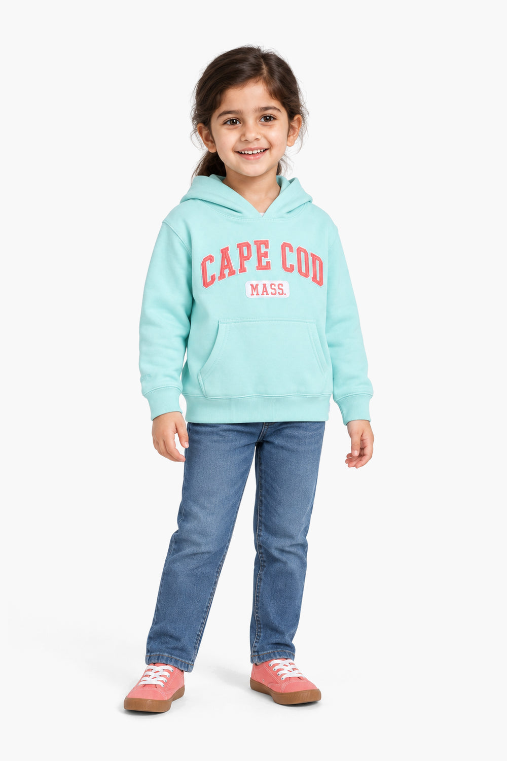 Girls Branded Fleece Graphic Pullover Hoodie - L/Green